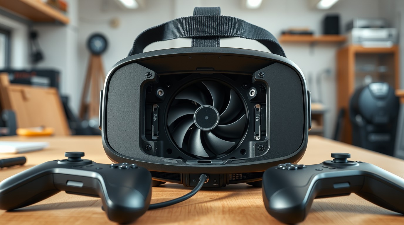 ภาพสร้างด้วย AI (ไม่ใช่ภาพถ่ายจริง) ประกอบข่าว iFixit แกะ Steam Frame พบซ่อมง่ายเกือบทั้งเครื่อง ยกเว้นพัดลมระบายความร้อนที่เข้าถึงยาก